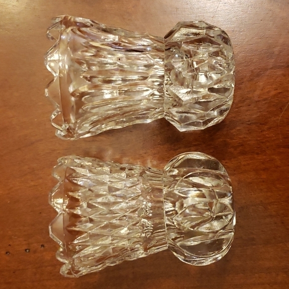 Vintage Salt Cellars or Toothpick Holders Pressed Glass Mid Century Pair of 2 - Picture 5 of 8